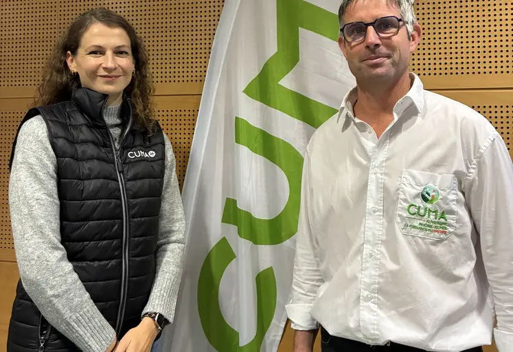 Marine Boyer, présidente de la Fédération nationale des Cuma et Emeric Barbier, président de la Fédération régionale Auvergne-Rhône-Alpes.