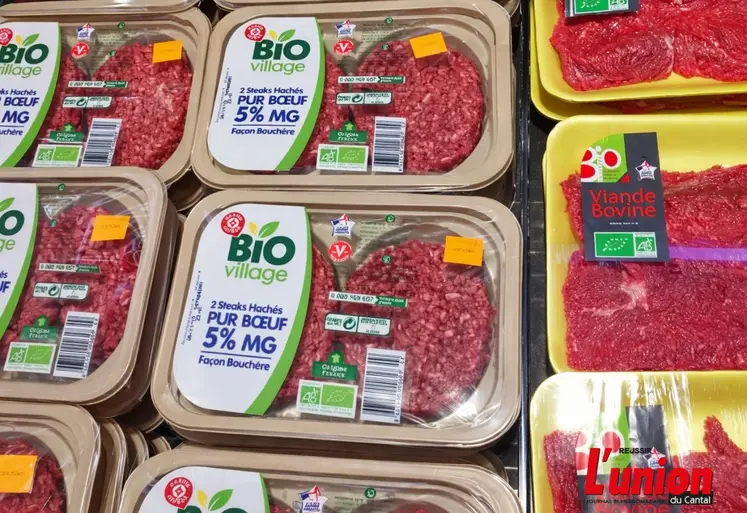 rayon steak haché bio en GMS