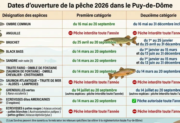 Source Fédération Départementale de la Pêche du Puy-de-Dôme. 