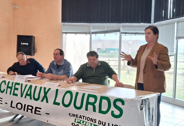 Les membres du conseil d'administration autour de Vincent Faure, président. Intervention d'Élisabeth Laugais sur le plan filière