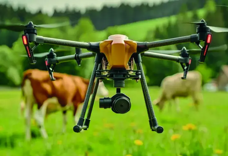 En élevage, les drones peuvent servir à localiser des animaux égarés, détecter des vêlages et des comportements anormaux, estimer la pousse de l'herbe ou encore vérifier l’état des clôtures, des barrières ou des portes. 