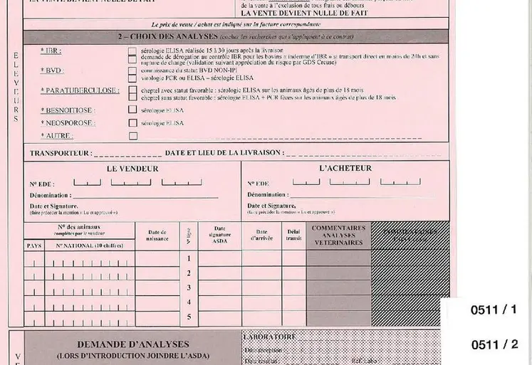 Le contrat mouvements à utiliser systématiquement pour vous accompagner sur toutes les questions à se poser lors d’un mouvement.


Le contrat mouvements simplifie et optimise les questions que chacun (vendeur, acheteur, transporteur et vétérinaire sanitaire) doit se poser lors d’un mouvement. La partie haute du document « ÉLEVEURS » est à compléter et signer par le vendeur et l’acheteur (choix du contrôle avant départ ou à l’arrivée, maladies et animaux concernés par le contrat e...