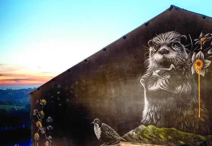 Une marmotte dessinée sur un mur