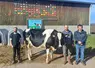 Les éleveurs et Vincent Brunel, conseiller en élevage et animateur de l'association Haute-Loire Holstein, avec Nounou d'Amblard. 