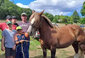 Les concours de chevaux, ça se passe en famille, comme pour le président Vincent Faure aidé ce jour par ses deux fils Alex et Clément et neveux Aymeric et Julian.
