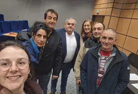 La délégation régionale avec notamment Lionel Guy, président de la section laitière de la FDSEA43 et Éric Richard administrateur FNPL.