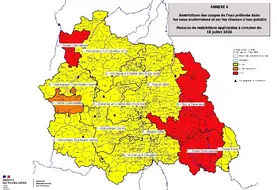 Restrictions des usages de l'eau prélevée dans les eaux souterraines et sur les réseaux d'eau potable, depuis le 18 juillet. 