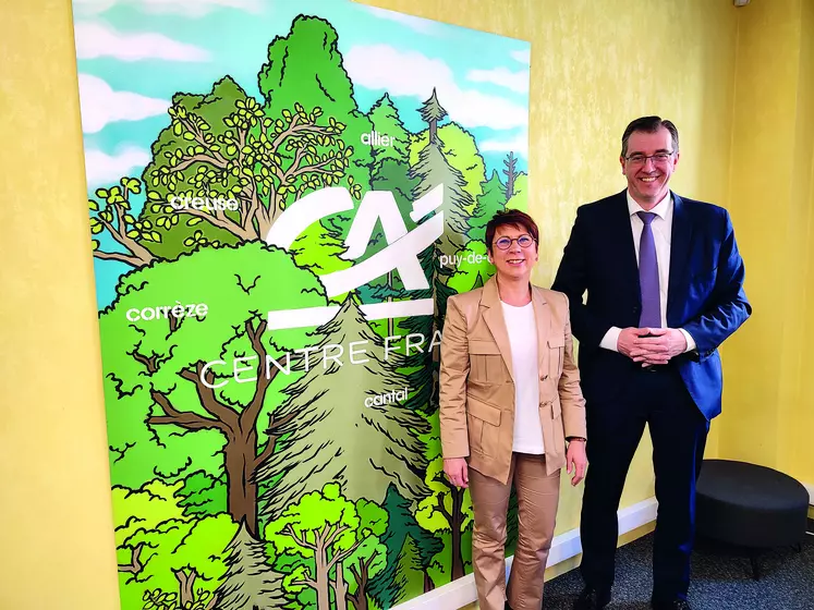 Chantal Debost, présidente du Crédit Agricole Centre France, et le directeur général, Frédéric Baraut.