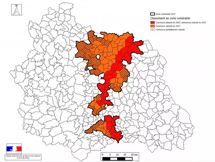 Classement en zone vulnérable aux nitrates dans le département du Puy-de-Dôme selon l’arrêté du 2 février 2017