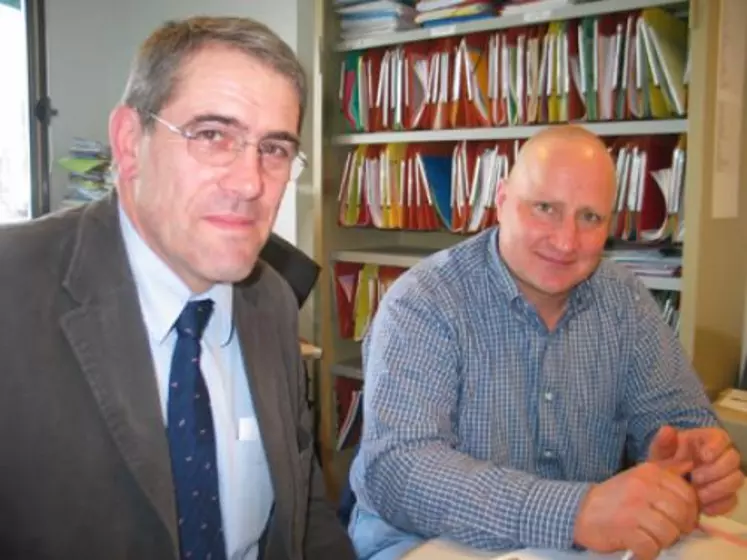 Patrick Trillon, président de l’UDSEA du Puy de Dôme et Pascal Servier, président de la FDPL