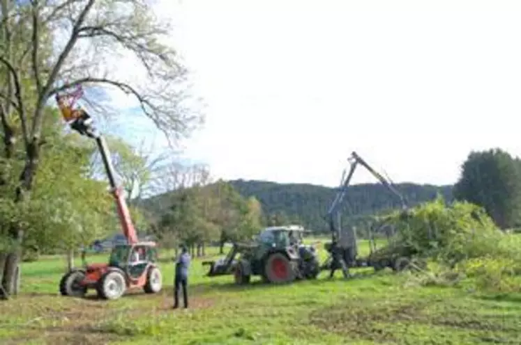 La démonstration de la cisaille Escomel a démontré aux visiteurs la facilité avec laquelle il est possible aujourd’hui d’entretenir ses haies et d’en valoriser le bois coupé.