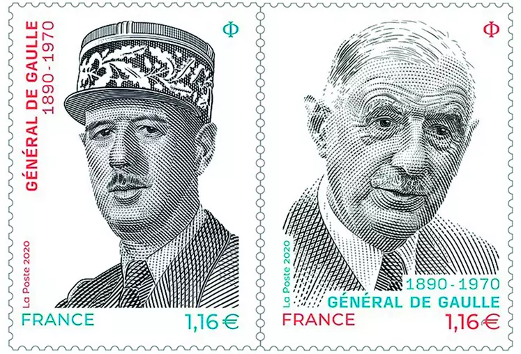 La Poste émet un diptyque de timbres à l’occasion du 130e anniversaire de la naissance du Général de Gaulle, du 50e anniversaire de sa disparition et des 80 ans de l’appel du 18 juin.