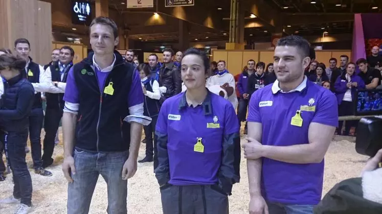 Nicolas Arpin, Bénédicte Poulet et Alexis Gobin, les trois finalistes des Ovinpiades nationales des jeunes bergers.