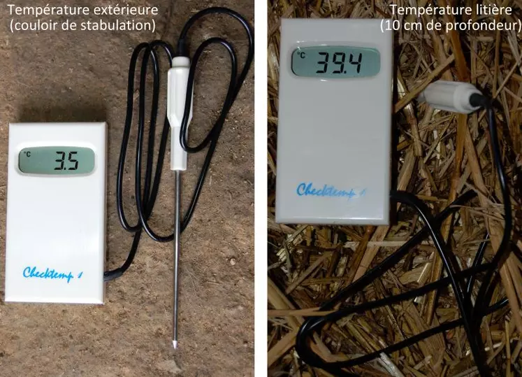 La litière peut être un agent accélérateur de contamination lorsque la température de la litière à 10 cm de profondeur excède 36°C. Une limitation de la dynamique de contamination demande donc que le fumier soit retiré lorsque la température interne de la litière atteint ou dépasse 36°C.