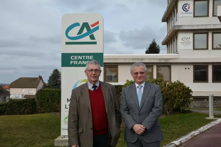 Jean-Claude Moreau vice-président de la Caisse régionale du Crédit Agricole Centre France et Alain Roland, membre du Comité de direction du Crédit Agricole Centre France.
