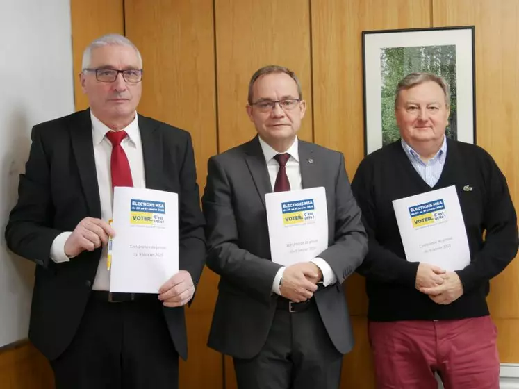 De gauche à droite : Guy Faugeron, président de la MSA Limousin, Eric Dalle, directeur, et Bernard Tournadour, vice-président.