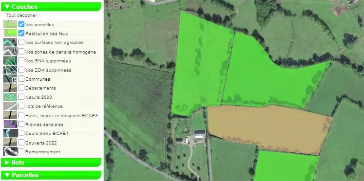 Les parcelles apparaisse désormais en vert, orange ou rouge selon leur statut.