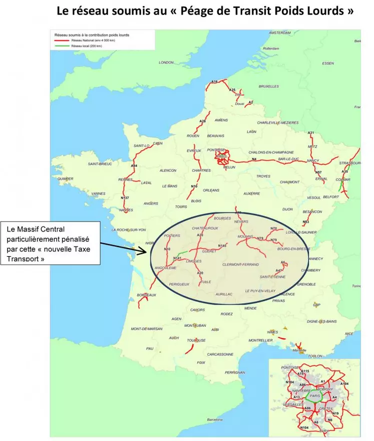 Pas moins de 10 % de la taxe transit poids lourds serait récoltée dans la région Limousin particulièrement concernée par la nouvelle carte péage.
