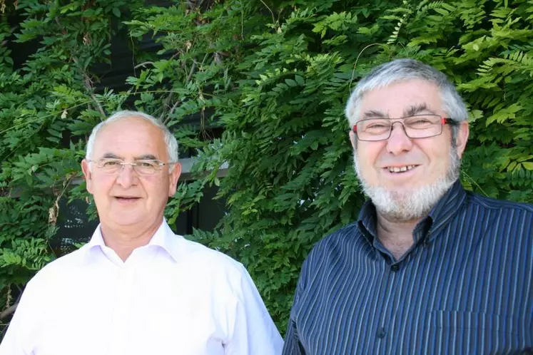Pierre Chevalier, président de la FNB et éleveur en Corrèze aux côtés de Guy Hermouët, vice-président de la FNB et éleveur en Vendée.