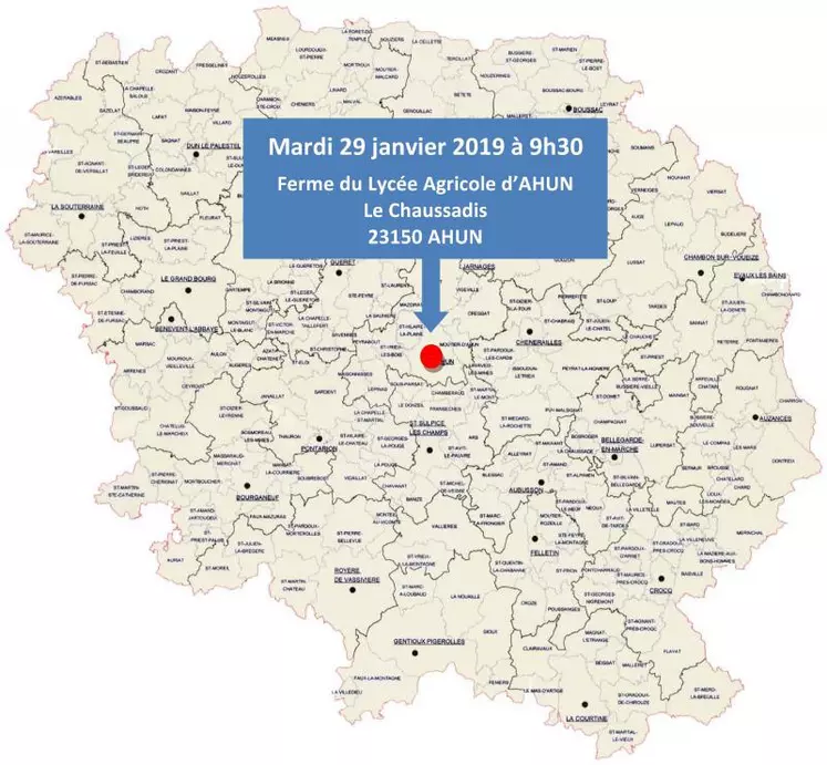 La prochaine formation « Éleveur infirmier de son élevage bovins allaitants » va se dérouler à la stabulation des vaches allaitantes de l’exploitation du Lycée Agricole d’Ahun, le Chaussadis, sur la commune d’Ahun (première journée le mardi 29 janvier 2019). Chaque éleveur intéressé est invité à contacter GDS Creuse pour s’inscrire.