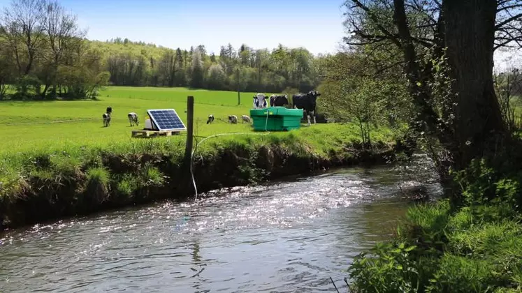 Quelle que soit la ressource en eau choisie, le système de distribution doit permettre de fournir aux animaux une eau en quantité suffisante et propre. L'accès direct à la rivière est fortement déconseillé car source de contamination importante, par piétinement des berges et contamination fécale. Il faut privilégier des solutions de captage et de distribution en bac.