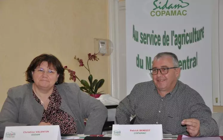 Christine Valentin et Patrick Bénézit, respectivement président du Sidam et de la Copamac, qui regroupent les organisations agricoles du grand Massif central.