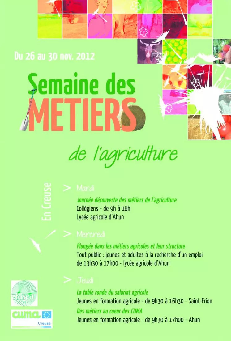 Programme de la semaine des métiers en Creuse.