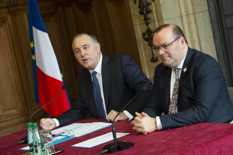 Didier, Guillaume, ministre de l’Agriculture, et Olivier Damaisin, député du Lot-et-Garonne.