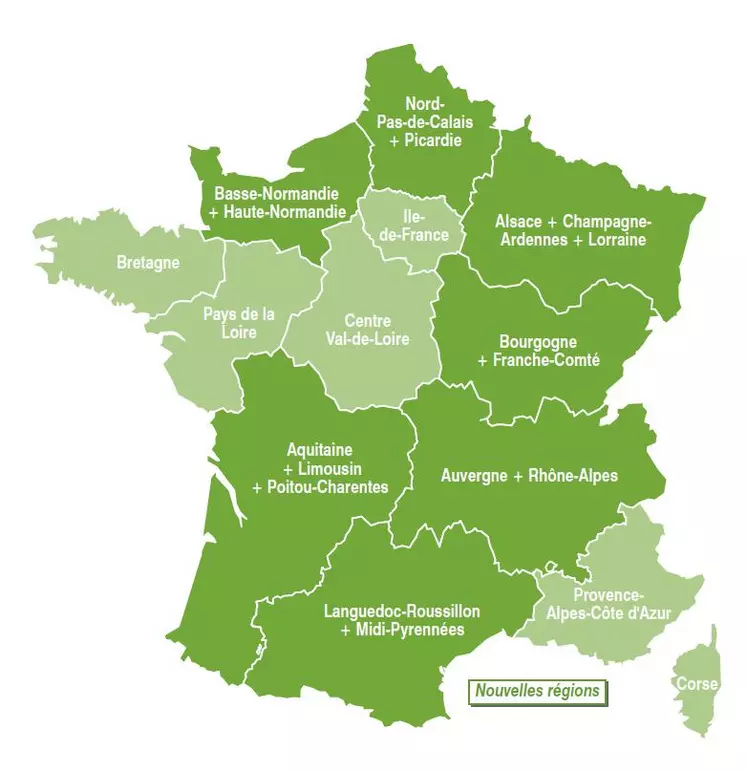 Carte des nouvelles régions