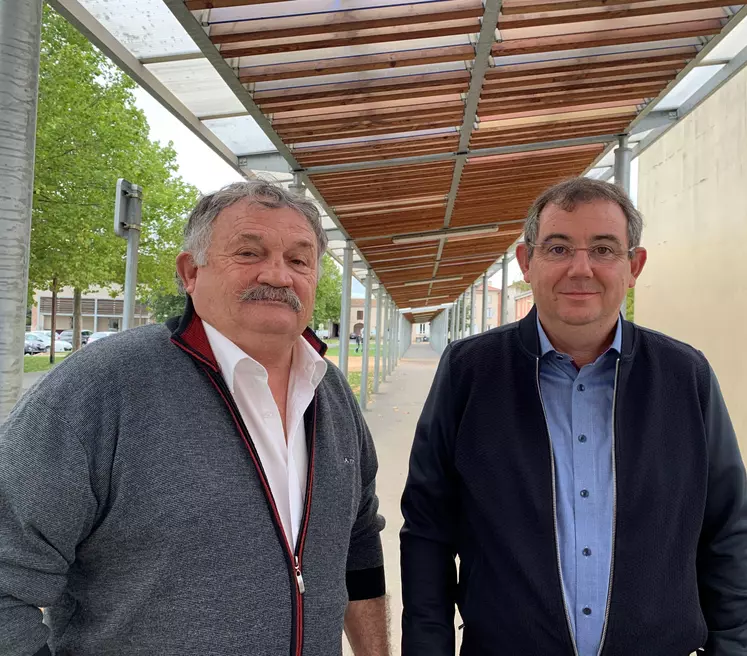 Jean-Luc Chauvel aux côtés d’Hugues Pichard, qui vient de lui succéder à la présidence de Races de France.