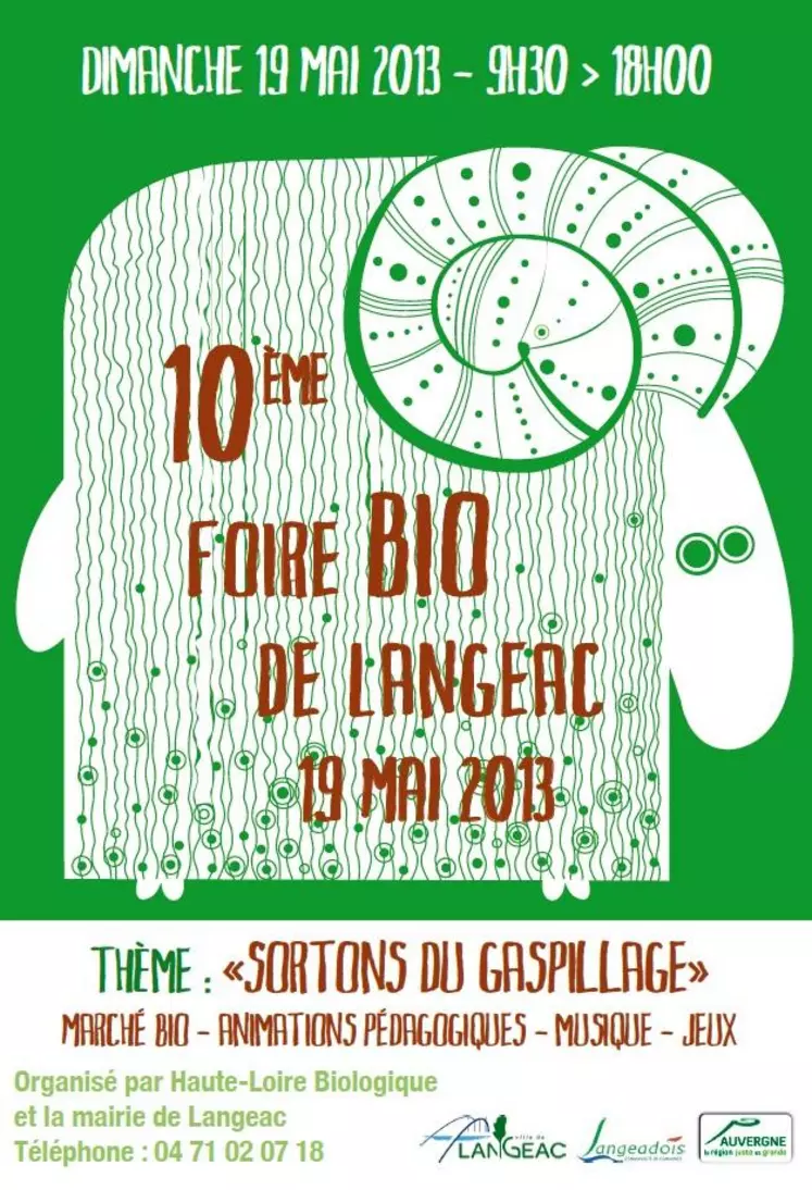 La foire bio de Langeac est organisée par l’association Haute-Loire Biologique, la Mairie de Langeac et les associations locales.