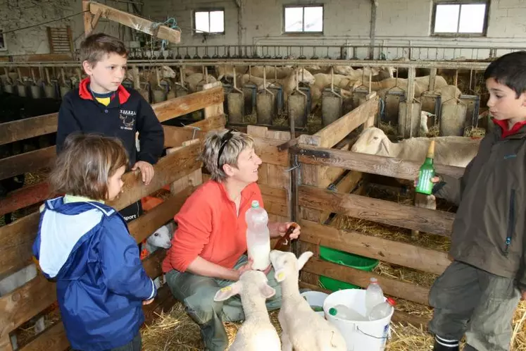 Les enfants accompagnent Maryse dans son travail.