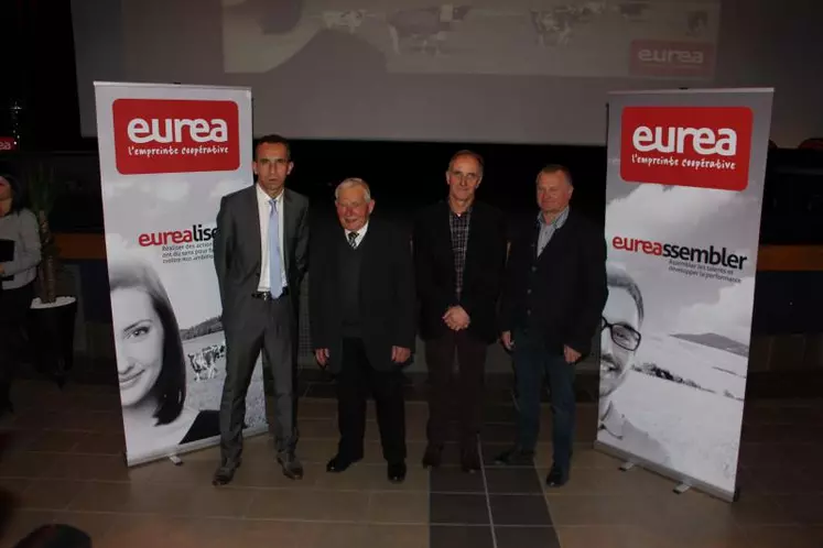 Le président actuel d’Eurea, Christophe Chavot, accompagné de trois anciens présidents : Antoine Javelle, Henri Meunier et Bernard Vernay.