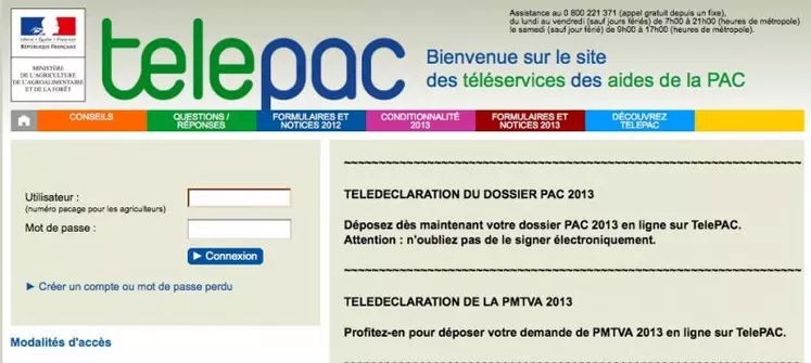 Capture d'écran site internet Telepac