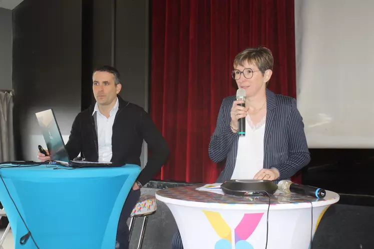 Le directeur Julien Segalen et la présidente Virginie Garnier lors de l'assemblée générale de XR Repro le 11 mars dernier. 