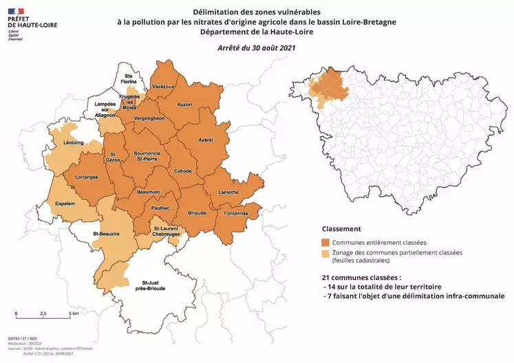 Le nouveau zonage concerne 21 communes du Brivadois : 14 en totalité et 7 partiellement.