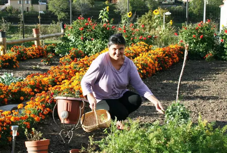 Les jardins familiaux jouxtent le potager social. Ici, Marie-Claude Arnal qui a par ailleurs remporté le premier prix spécial jardin lors du dernier concours de fleurissement.
