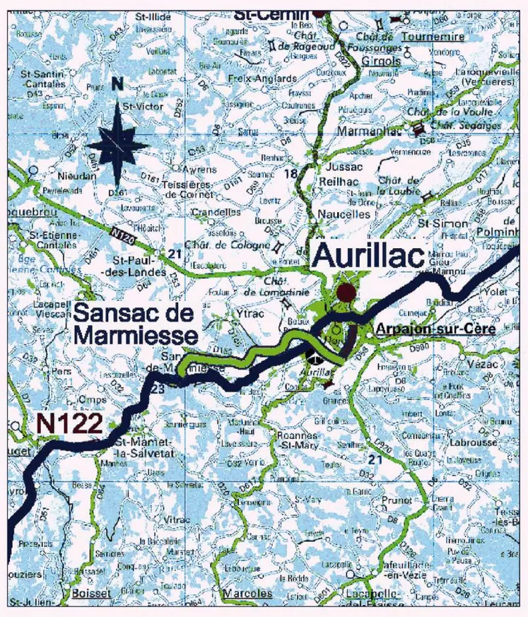 Le PDMI prévoit la déviation de Sansac et son raccordement au contournement sud d’Aurillac.