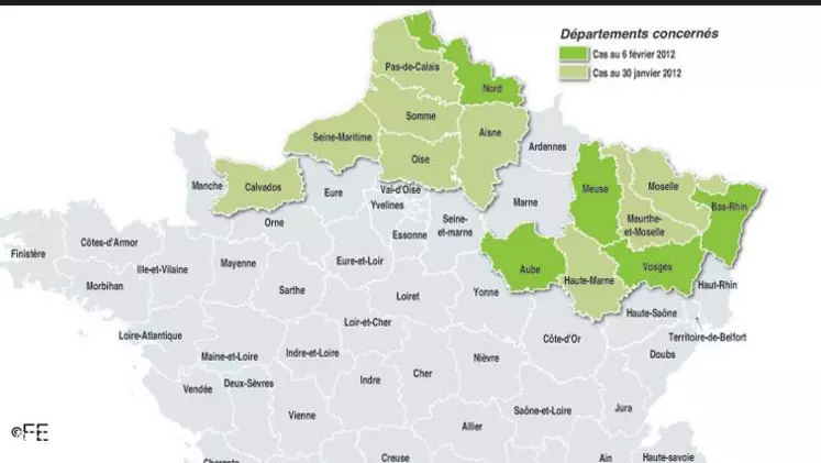 État actuel des contaminations confirmées dans le Nord de la France.