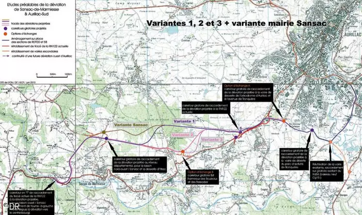 Le préfet s’est positionné en faveur de la variante 1 pour contourner Sansac-de-Marmiesse.