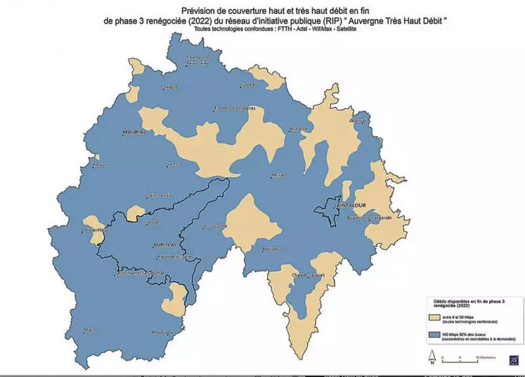 Carte de la couverture haut et très haut débit à l'horizon 2022.