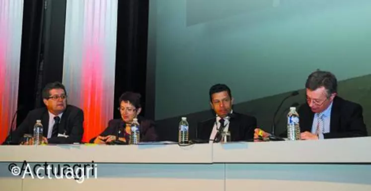 Dominique Barrau, Christiane Lambert, Xavier Beulin et Jean-Bernard Bayard à la tribune du congrès.