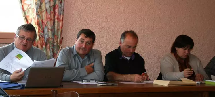 Réunion de la Copamac-Sidam, autour notamment de Jacques Chazalet, Patrick Escure et de Christine Valentin.