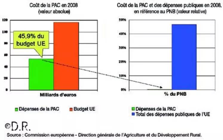 Coût de la PAC et des dépenses publiques (2008).