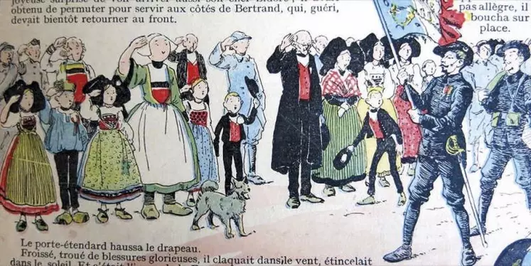 Les histoires de « Bécassine Pendant la guerre », « Bécassine chez les Alliés » et « Bécassine mobilisée » paraissent successivement en 1916, 1917 et 1918, sous forme d'album.