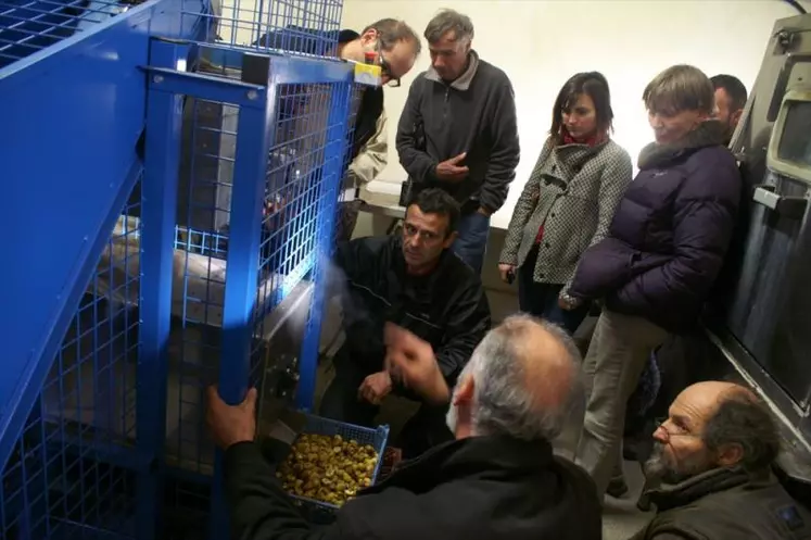 La machine à éplucher les châtaignes.