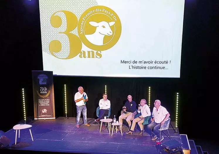 Les intervenants François Purseigle, sociologue à l'Ensat, Philippe Alazars responsable chez Bigard, Gilles Bernant, président de l'Agneau fermier des Pays d'Oc et Jean-Pierre Arcoutel, président de Coop de France Occitanie.