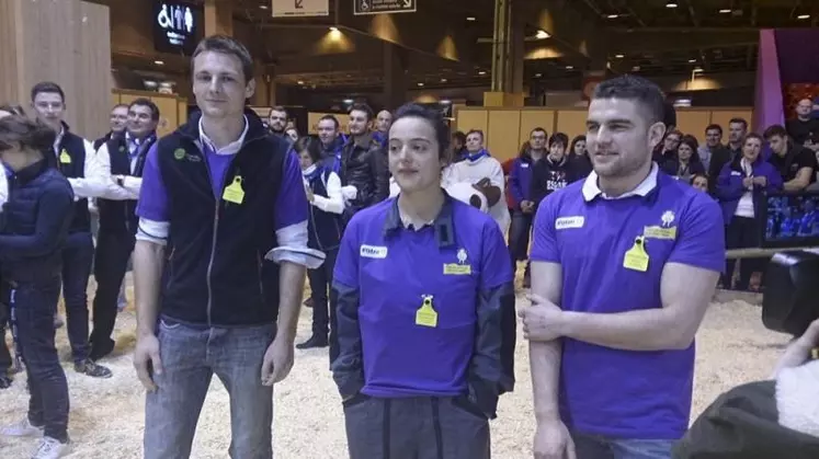 Nicolas Arpin, Bénédicte Poulet et Alexis Gobin, les trois finalistes des Ovinpiades nationales des jeunes bergers.