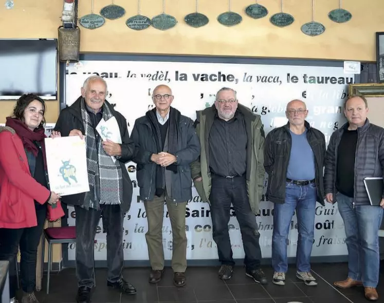 Les organisateurs de la première Nuit des burons, lors de la présentation, lundi 14 mai, à la Maison de l’Aubrac.