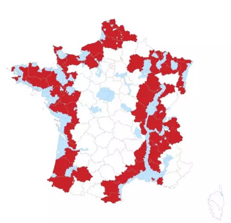 La carte des zones à risque dit "élevé".